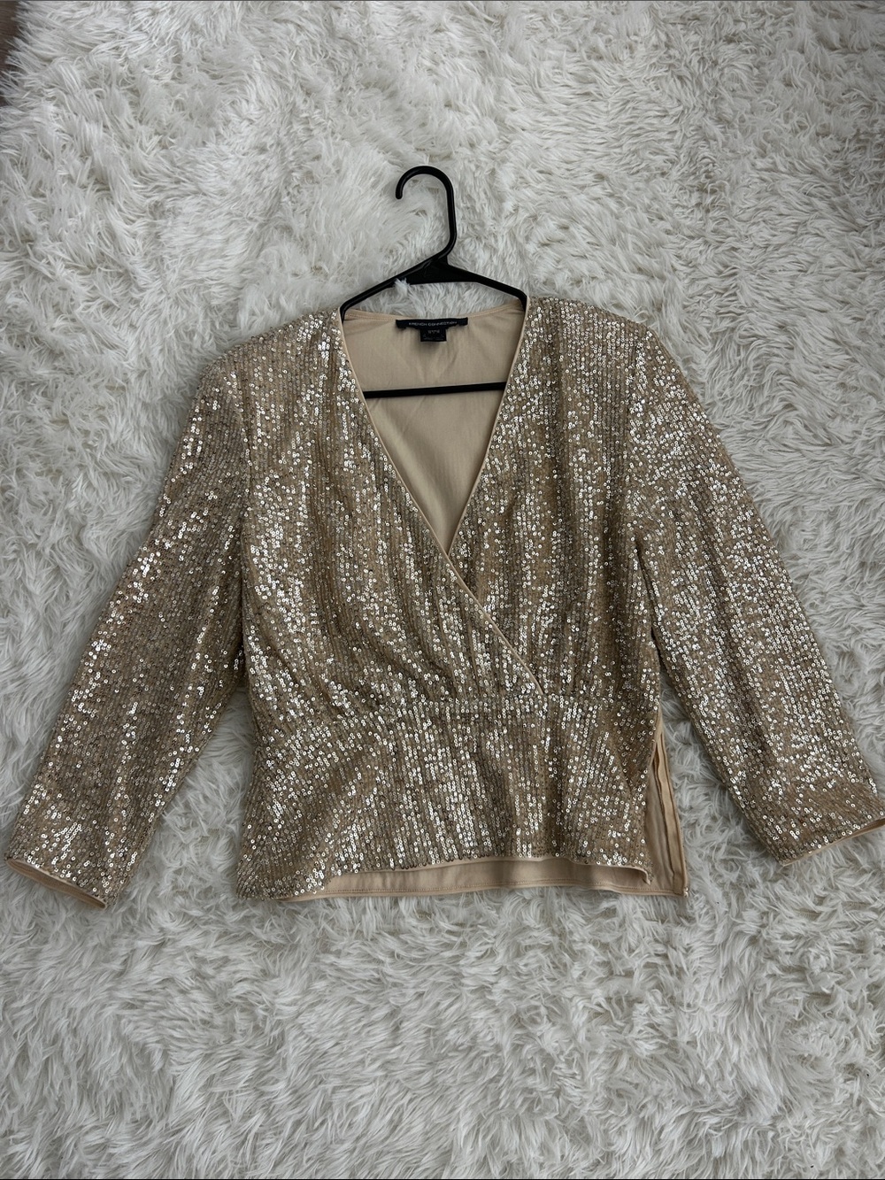 Sequin Wrap Top in Champagne Gold